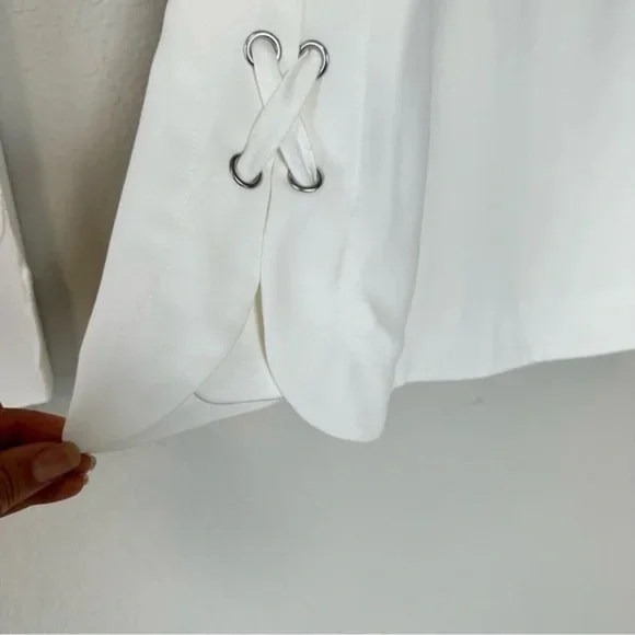 Parker Riviera Lace-Up Sides White Dress Keyhole Neck - Picture 14 of 15